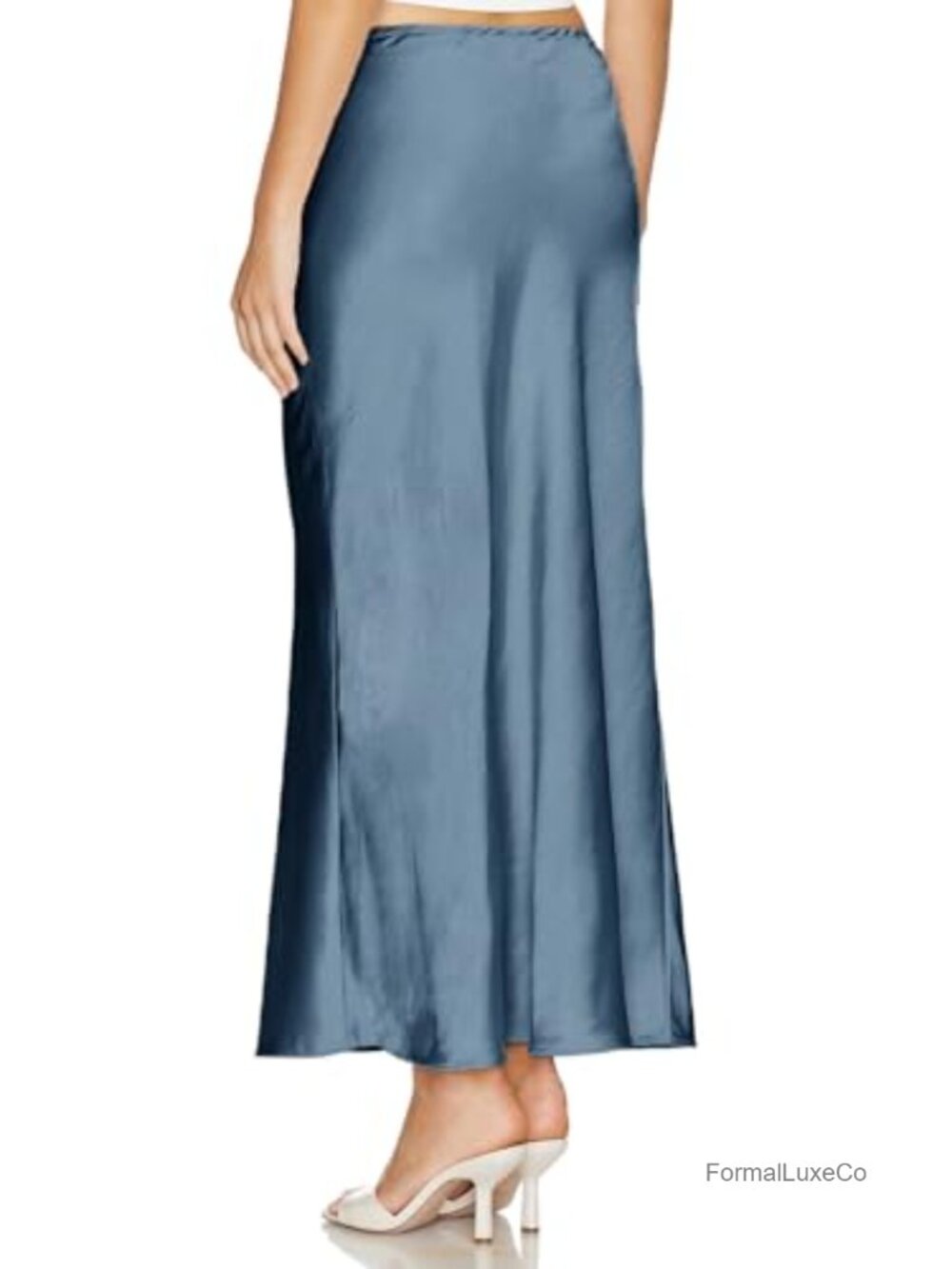 Women Satin Silk Maxi Skirt Drawstring A-Line Long Flowy Casual - Picture 4 of 6